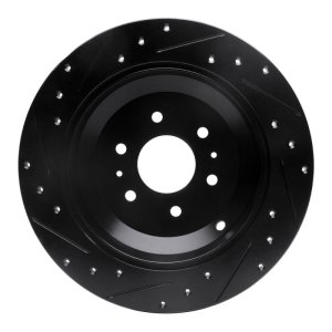 Kia BORREGO Brake Rotor (1) - Rear Right - R1 Concepts - Drilled & Slotted - Black - `09-`10